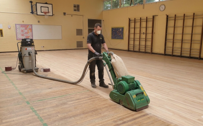 School Sports Hall Floor Restoration in Hackney, E1